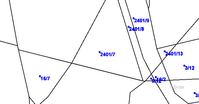 Parcela st. 2401/7 v KÚ Dolní Radechová, Katastrální mapa