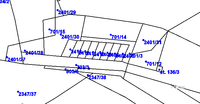 Parcela st. 2409 v KÚ Dolní Radechová, Katastrální mapa