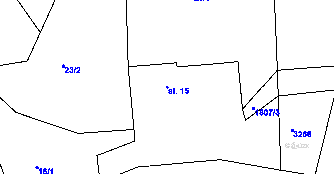 Parcela st. 15 v KÚ Dolní Radouň, Katastrální mapa