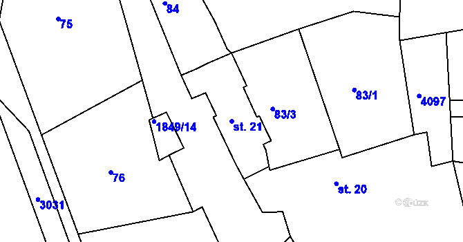 Parcela st. 21 v KÚ Dolní Radouň, Katastrální mapa