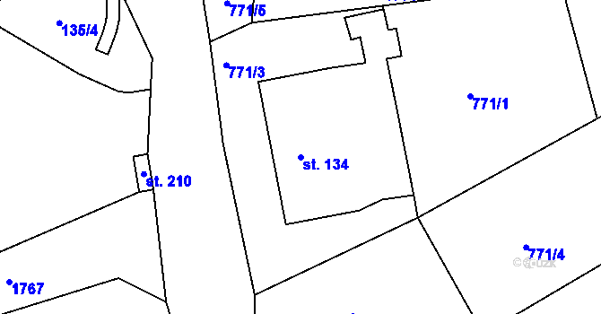 Parcela st. 134 v KÚ Dolní Radouň, Katastrální mapa