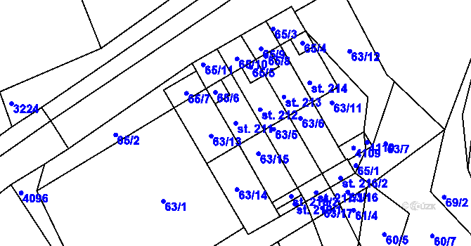 Parcela st. 211 v KÚ Dolní Radouň, Katastrální mapa