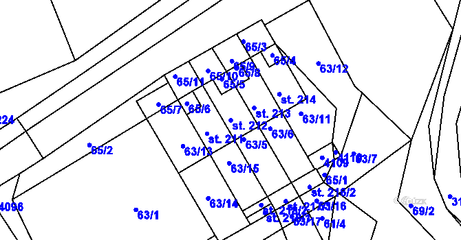 Parcela st. 212 v KÚ Dolní Radouň, Katastrální mapa