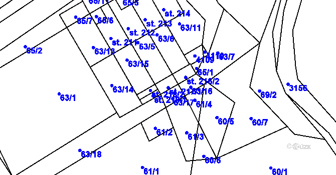 Parcela st. 217/1 v KÚ Dolní Radouň, Katastrální mapa