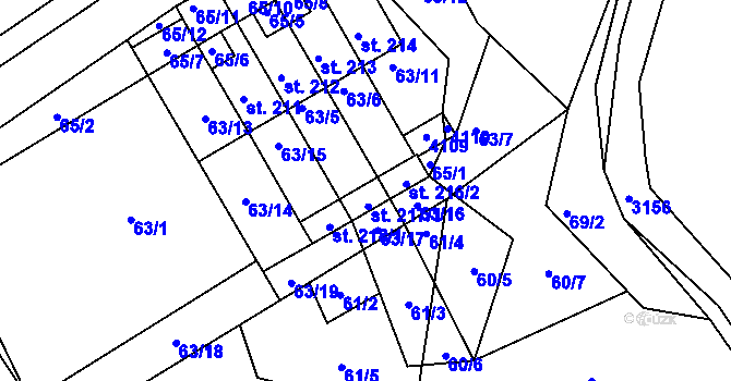 Parcela st. 217/2 v KÚ Dolní Radouň, Katastrální mapa