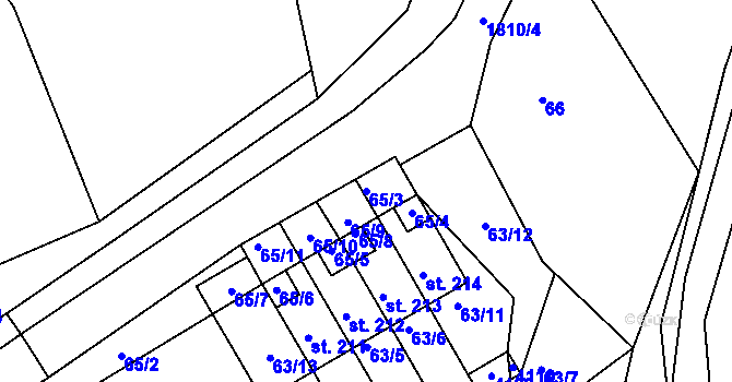 Parcela st. 65/3 v KÚ Dolní Radouň, Katastrální mapa