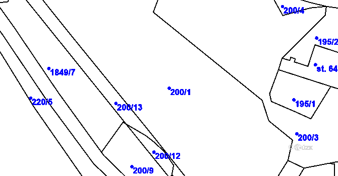 Parcela st. 200/1 v KÚ Dolní Radouň, Katastrální mapa