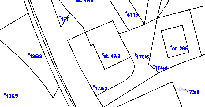 Parcela st. 49/2 v KÚ Dolní Radouň, Katastrální mapa