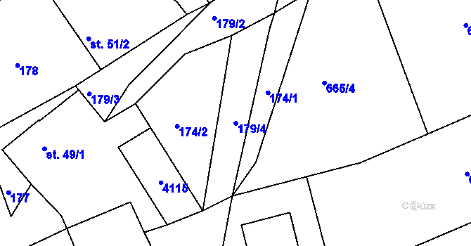 Parcela st. 179/4 v KÚ Dolní Radouň, Katastrální mapa