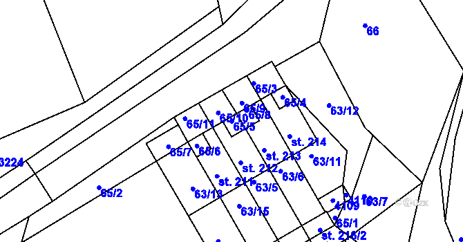 Parcela st. 65/5 v KÚ Dolní Radouň, Katastrální mapa