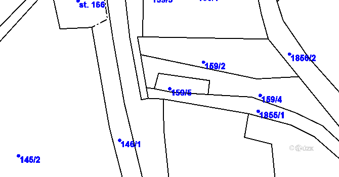 Parcela st. 159/5 v KÚ Dolní Radouň, Katastrální mapa