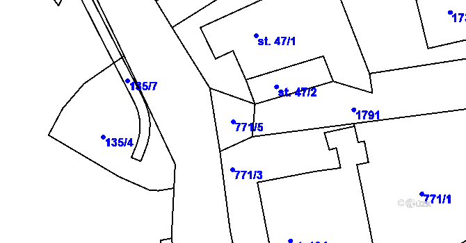 Parcela st. 771/5 v KÚ Dolní Radouň, Katastrální mapa