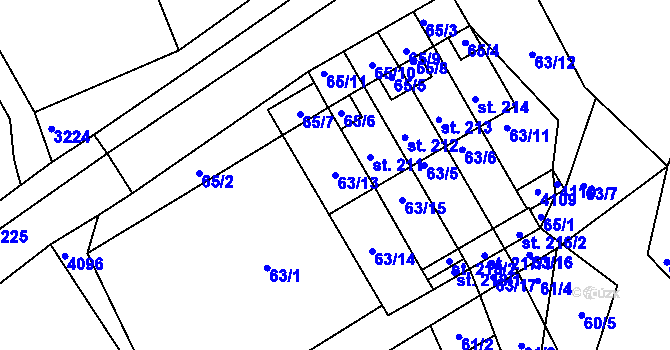 Parcela st. 63/13 v KÚ Dolní Radouň, Katastrální mapa