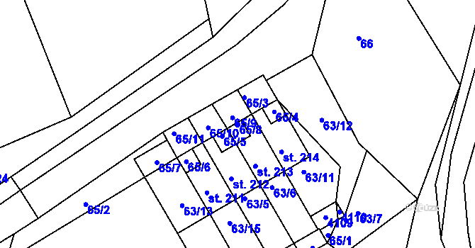 Parcela st. 65/8 v KÚ Dolní Radouň, Katastrální mapa