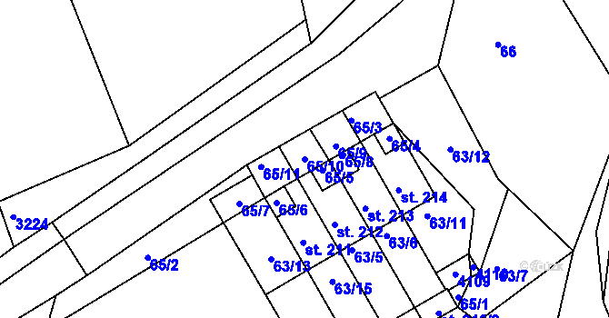 Parcela st. 65/10 v KÚ Dolní Radouň, Katastrální mapa