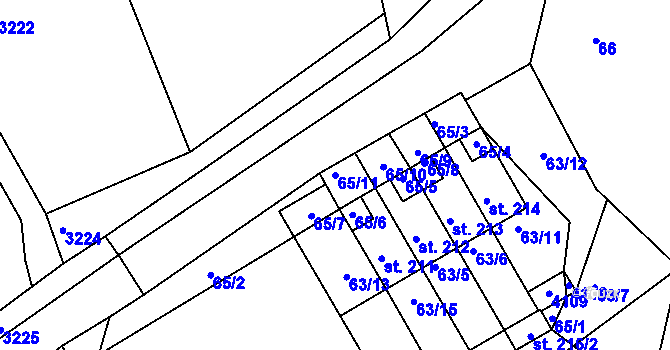 Parcela st. 65/11 v KÚ Dolní Radouň, Katastrální mapa