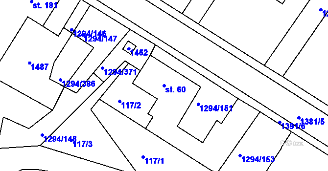 Parcela st. 60 v KÚ Dolní Roveň, Katastrální mapa