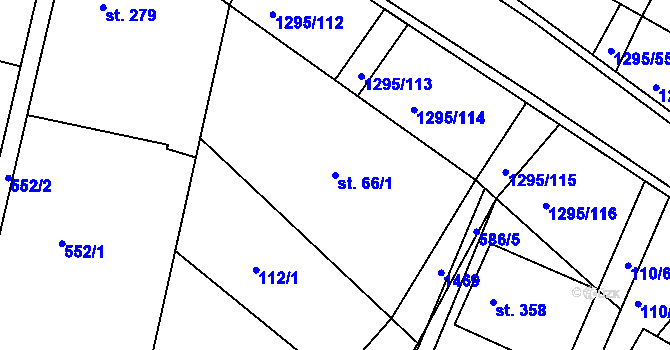 Parcela st. 66/1 v KÚ Dolní Roveň, Katastrální mapa