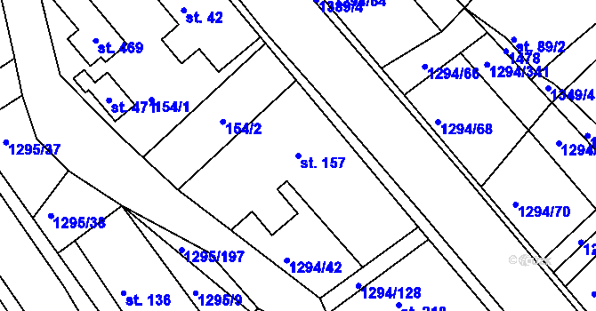 Parcela st. 157 v KÚ Dolní Roveň, Katastrální mapa