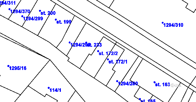 Parcela st. 172/2 v KÚ Dolní Roveň, Katastrální mapa