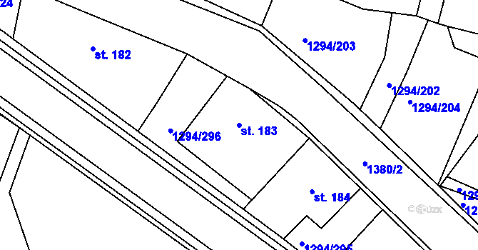 Parcela st. 183 v KÚ Dolní Roveň, Katastrální mapa