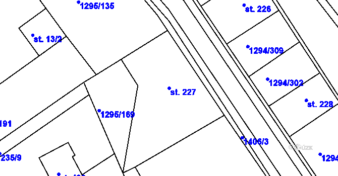 Parcela st. 227 v KÚ Dolní Roveň, Katastrální mapa