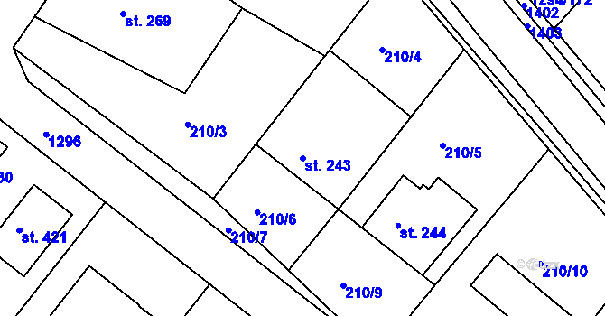 Parcela st. 243 v KÚ Dolní Roveň, Katastrální mapa
