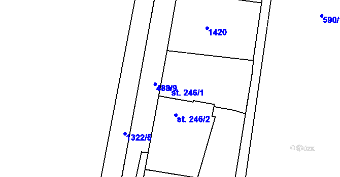 Parcela st. 246/1 v KÚ Dolní Roveň, Katastrální mapa