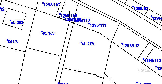 Parcela st. 279 v KÚ Dolní Roveň, Katastrální mapa