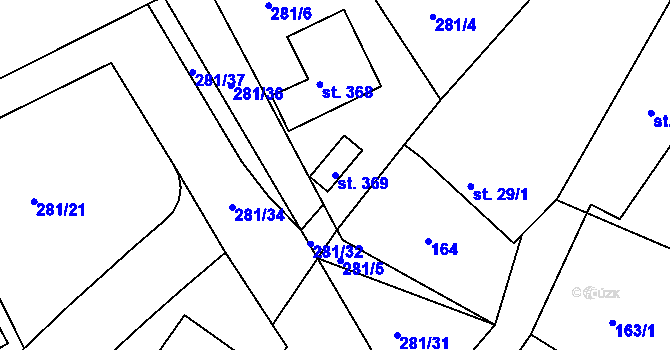 Parcela st. 369 v KÚ Dolní Roveň, Katastrální mapa