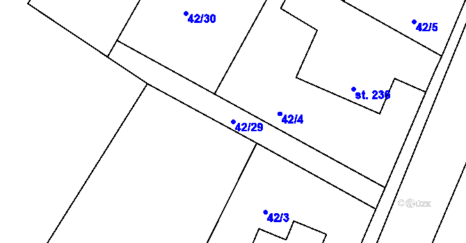 Parcela st. 42/29 v KÚ Dolní Roveň, Katastrální mapa