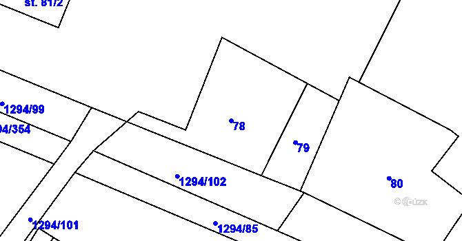 Parcela st. 78 v KÚ Dolní Roveň, Katastrální mapa