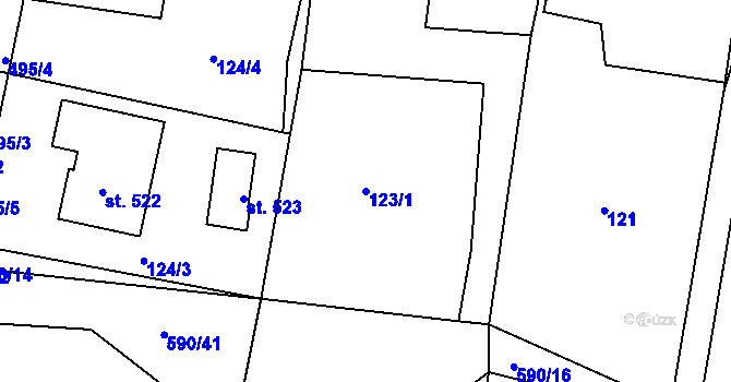 Parcela st. 123/1 v KÚ Dolní Roveň, Katastrální mapa