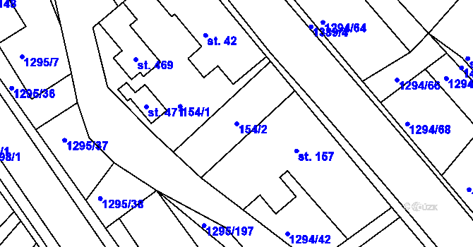 Parcela st. 154/2 v KÚ Dolní Roveň, Katastrální mapa