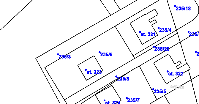 Parcela st. 235/6 v KÚ Dolní Roveň, Katastrální mapa
