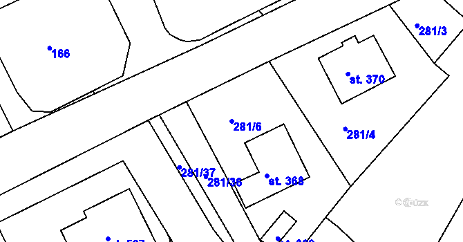 Parcela st. 281/6 v KÚ Dolní Roveň, Katastrální mapa