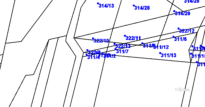 Parcela st. 311/2 v KÚ Dolní Roveň, Katastrální mapa