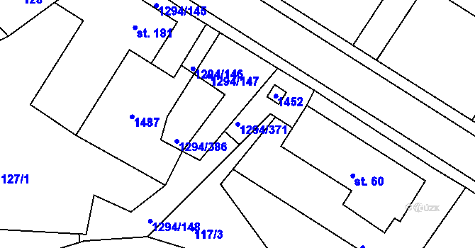 Parcela st. 1294/371 v KÚ Dolní Roveň, Katastrální mapa