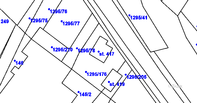 Parcela st. 417 v KÚ Dolní Roveň, Katastrální mapa