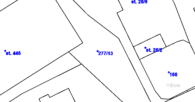 Parcela st. 277/13 v KÚ Dolní Roveň, Katastrální mapa