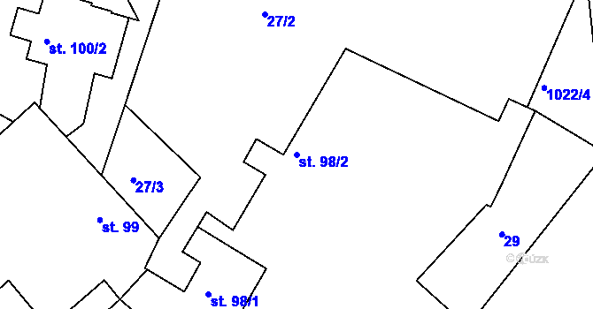 Parcela st. 98/2 v KÚ Dolní Roveň, Katastrální mapa