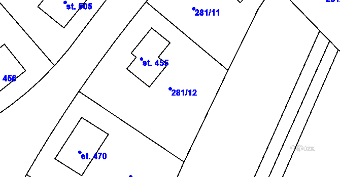 Parcela st. 281/12 v KÚ Dolní Roveň, Katastrální mapa