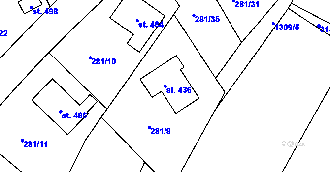 Parcela st. 436 v KÚ Dolní Roveň, Katastrální mapa