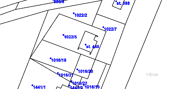 Parcela st. 440 v KÚ Dolní Roveň, Katastrální mapa