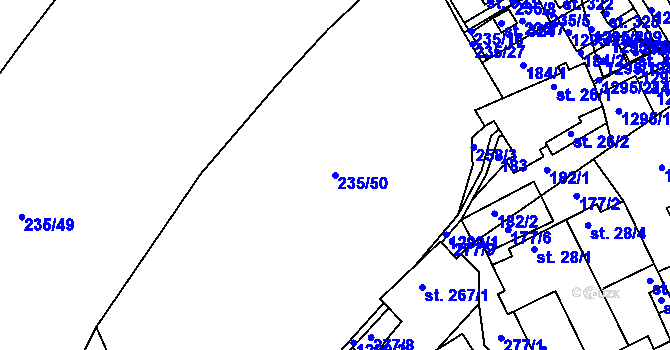 Parcela st. 235/50 v KÚ Dolní Roveň, Katastrální mapa