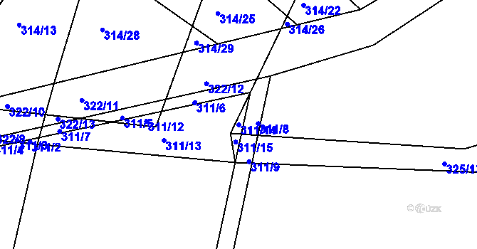 Parcela st. 311/14 v KÚ Dolní Roveň, Katastrální mapa