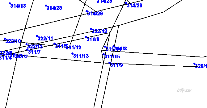 Parcela st. 311/15 v KÚ Dolní Roveň, Katastrální mapa