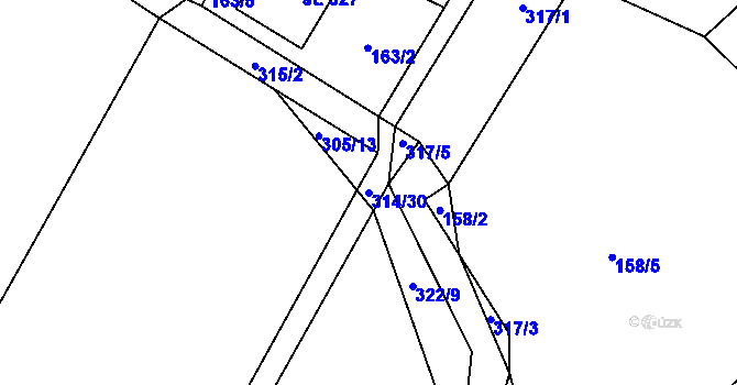 Parcela st. 314/30 v KÚ Dolní Roveň, Katastrální mapa
