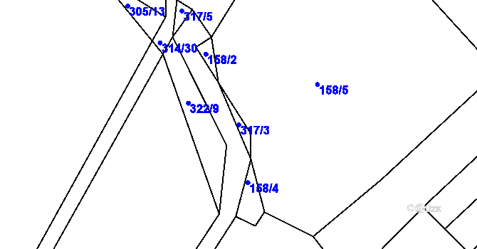 Parcela st. 317/3 v KÚ Dolní Roveň, Katastrální mapa