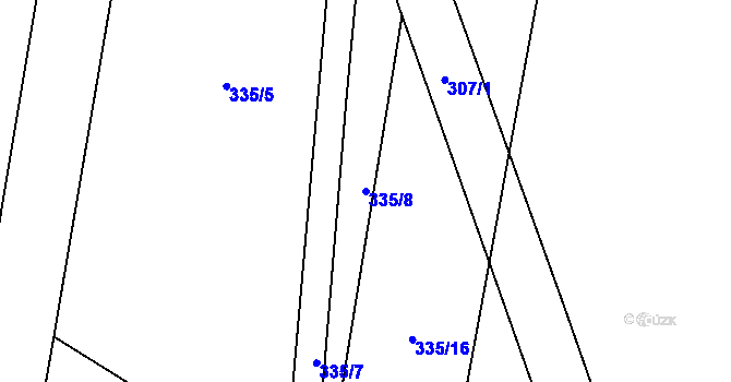 Parcela st. 335/8 v KÚ Dolní Roveň, Katastrální mapa